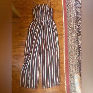 Xhilaration Multicolor Vertical Stripe Wide-Leg Jumpsuit